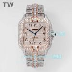 TW Factory Replica Cartier Santos Men 40MM Rose Gold Diamond Arabic Face Watch